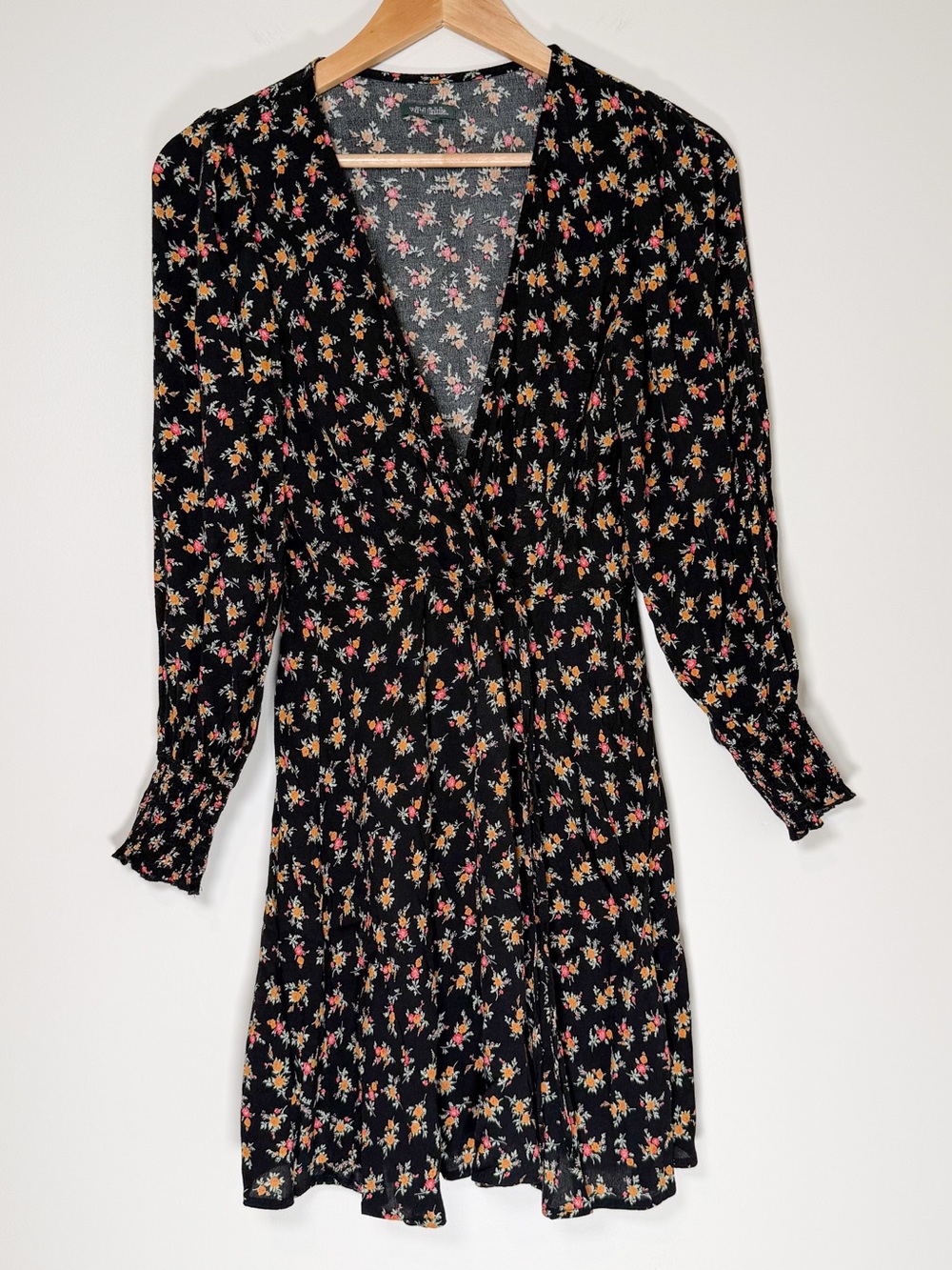Wild Fable Black Floral V-Neck Mini Dress